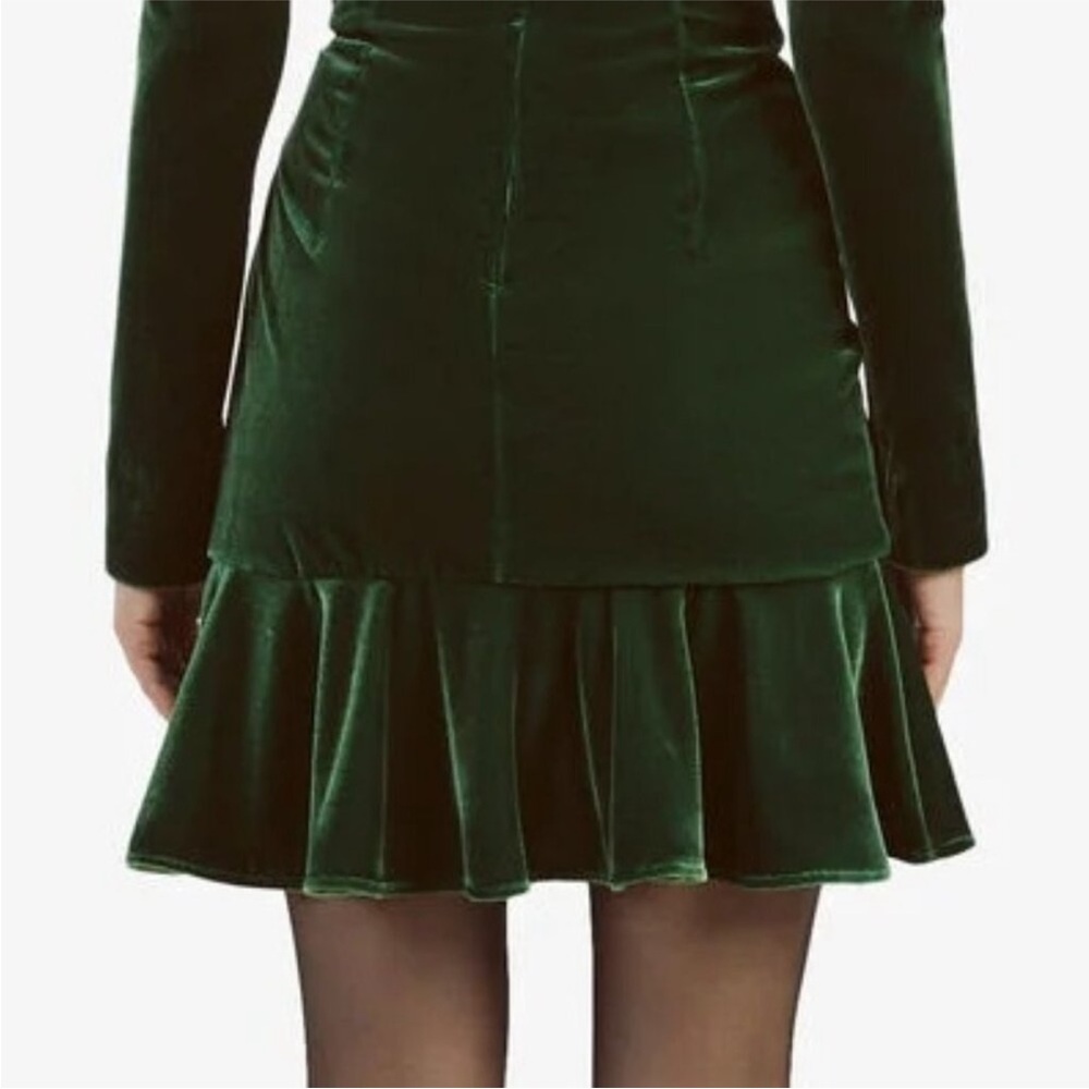 Bardot X Revolve Keala Velour Mini Dress Green Velvet Wrap Long Sleeve Size8 NWT - Picture 4 of 15